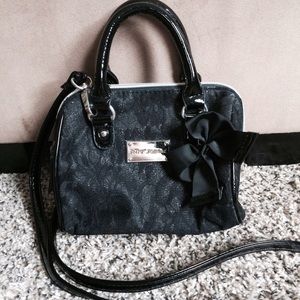Betsy Johnson Black Sparkle Mini Barrel Cross Body