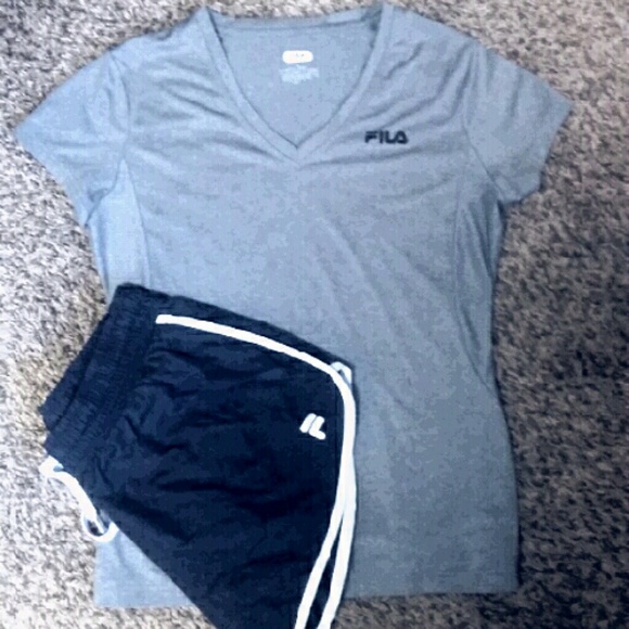 Grey Medium Fila V-neck Sport Shirt