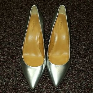 J.Crew Silver Metallic Heels