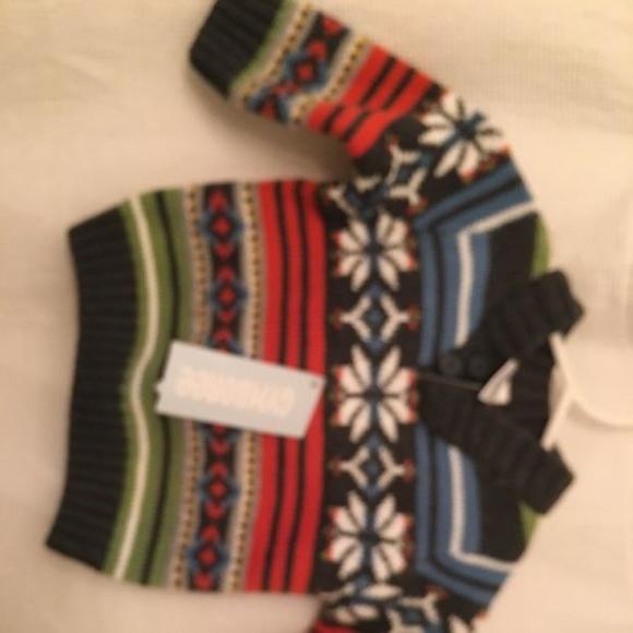 NWT Gymboree Fair Isle Shawl Collar Sweater - 0-3 Months