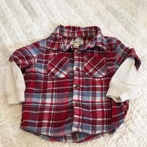 Cherokee Plaid Flannel Button Down Shirt