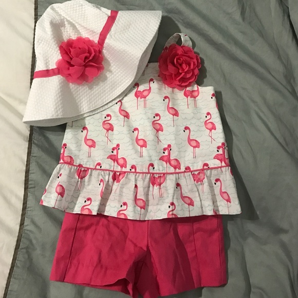 Janie and jack flamingo outfit with hat - Picture 1 of 2