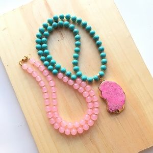 Long Beaded Pendant Necklace
