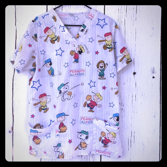 Peanuts baseball scrub top
