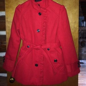 EUC - Red lined peacoat. JR XL or Adult XS/S