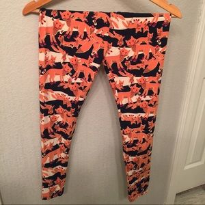 Lularoe Striped Fox chasing butterflies leggings