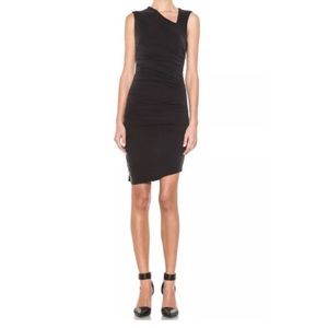 Helmut Lang Tuck Cupro Dress in Black