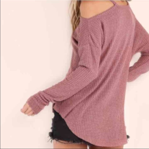 🆕 Mauve Cold Shoulder Sweater - Picture 3 of 4