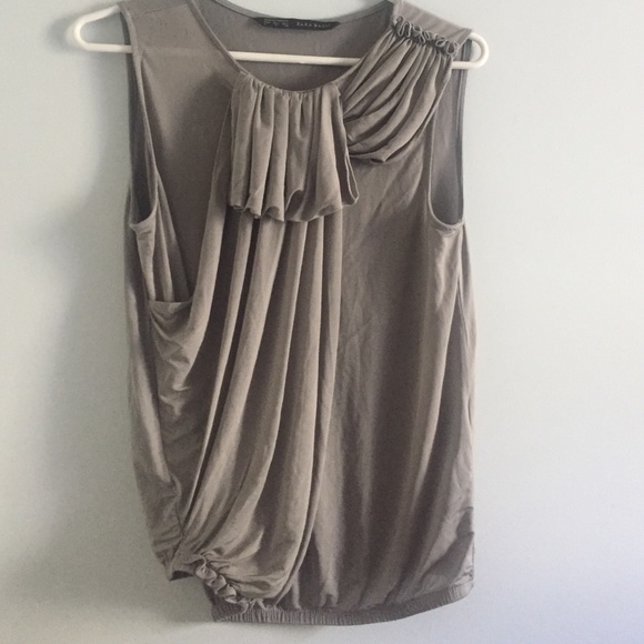 Zara Basic soft grey sleeveless shirt, draping
