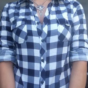 White/Blue PLAID Flannel