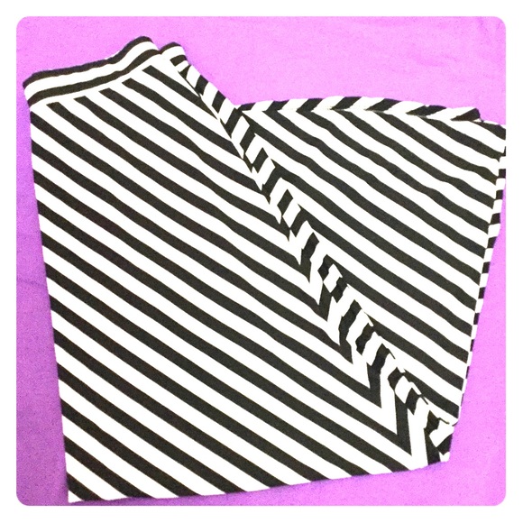 Black and white striped skirt.