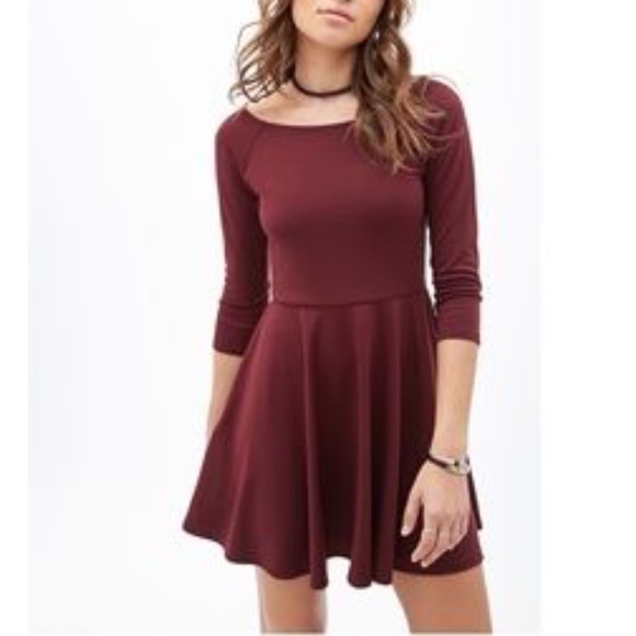 Small Burgundy Wine Skater Dress Brand New