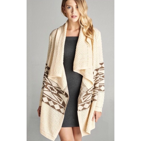 ❗️CLEARANCE❗️Ivory Aztec Cardigan Sweater S M L - Picture 3 of 3
