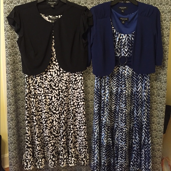 4 for 1! PAIR OF PERCEPTIONS DRESSES W/ SHRUGS! - Picture 1 of 4
