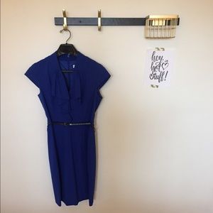 Calvin Klein cobalt blue dress with black belt