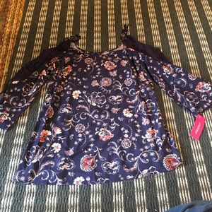 Floral open shoulder top