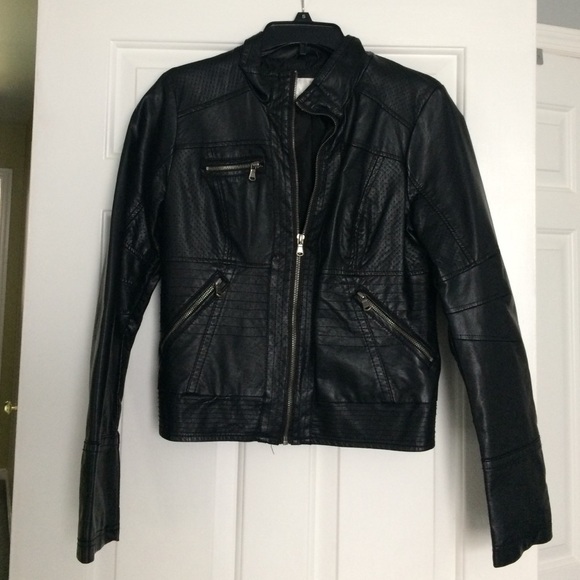 Black leather jacket.
