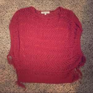 Burnt Orange Fringe Sleeveless Sweater