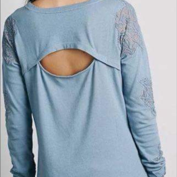 Free People black lace sleeve top