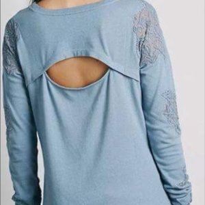 Free People black lace sleeve top