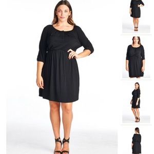 💟🆕 JILLAN // Plus Size Black 3/4 Sleeve Dress