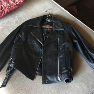 Power Trip black leather moto jacket Size M