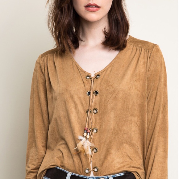 Sea Fever Faux Suede Lace Up Top - Picture 3 of 3