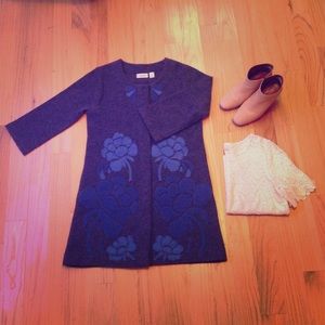 Anthropologie- embroidered sweater coat