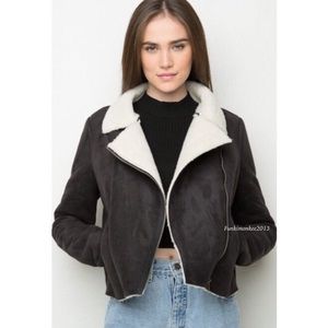 Brandy Melville fur lined moto jacket