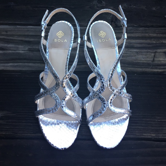 Silver Isola sandals size 9