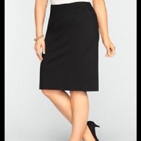 Talbots Black Pencil Skirt With Leather 