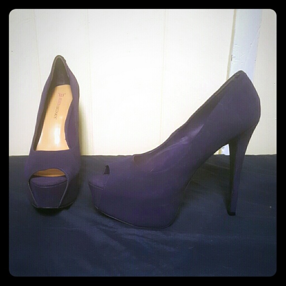 Purple Peep Toe Heels