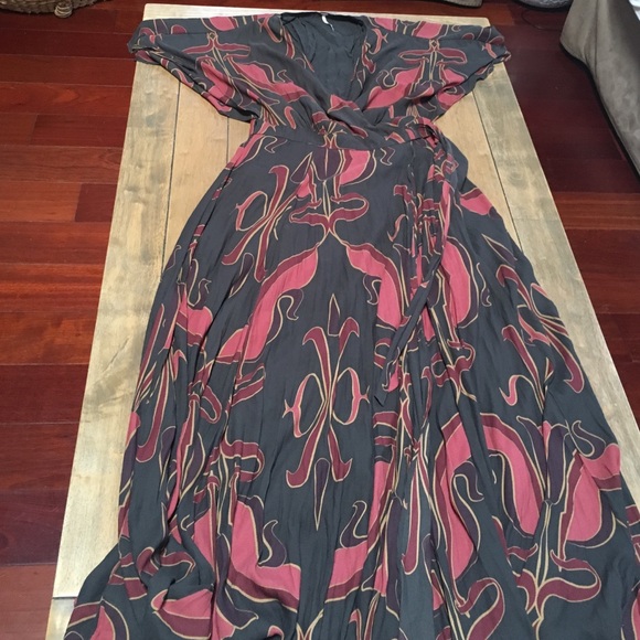 Free People Multicolor Floral Wrap Dress XS