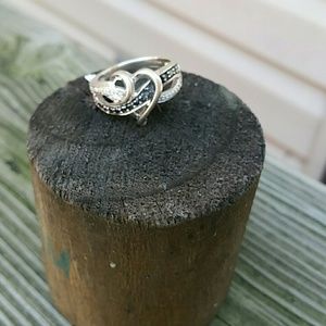 Black and white diamond ring