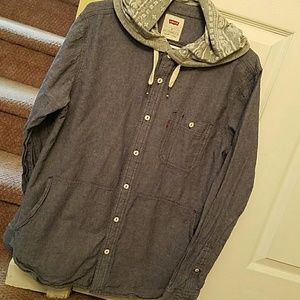 Levi's hooded button down shirt