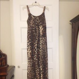 NWT Leopard print maxi dress W/ leather accents XL