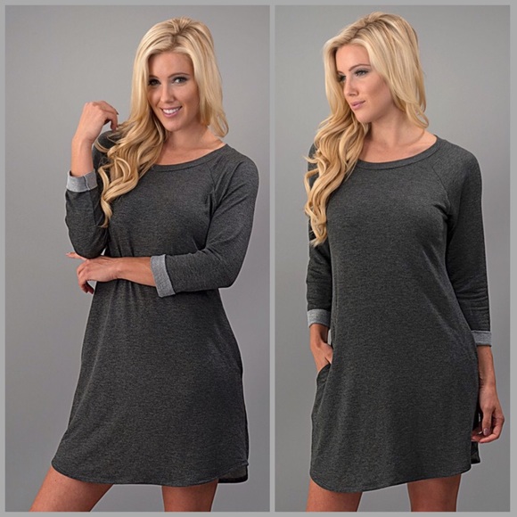 Charcoal Sweater Shift Dress - Picture 2 of 3