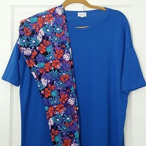 Lularoe XXS Royal Blue Irma +OS Floral Leggings