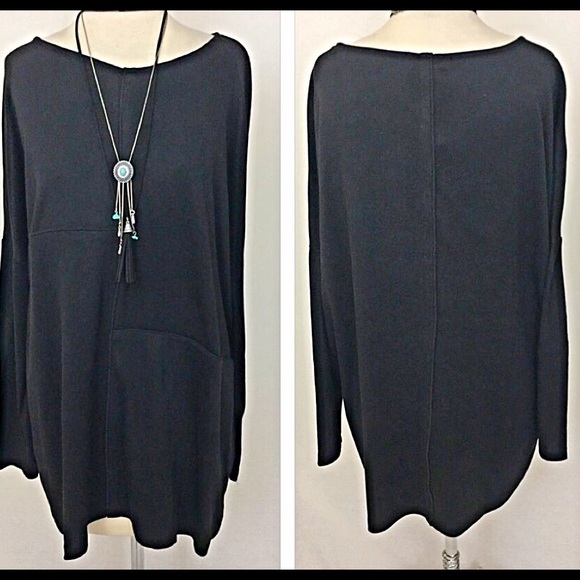 Essential Black Relaxed Boyfriend Tunic Top ML - Picture 4 of 4