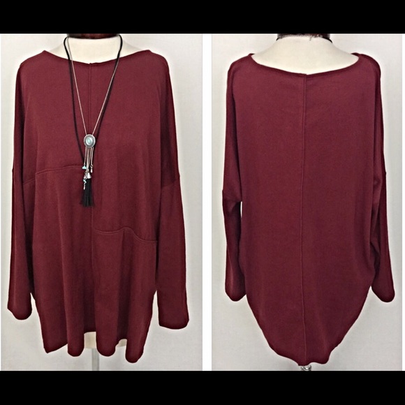✨SALE Essential Wine Relaxed Boyfriend Tunic SM - Picture 2 of 4