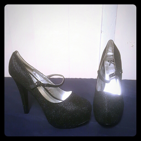 Black Sparkle Heels