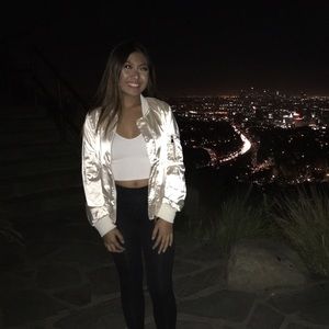 Champagne Satin Bomber Jacket