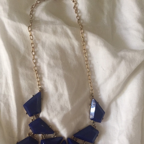 Gorgeous Blue statement necklace with gold chain