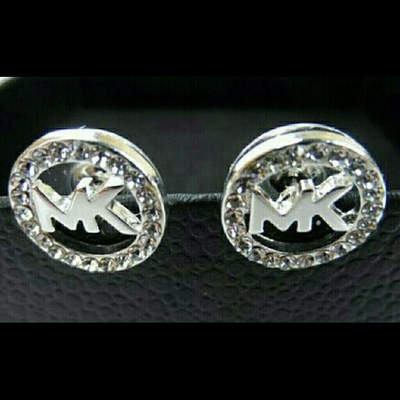 MK Logo Silver Earrings