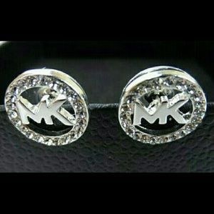 MK Logo Silver Earrings