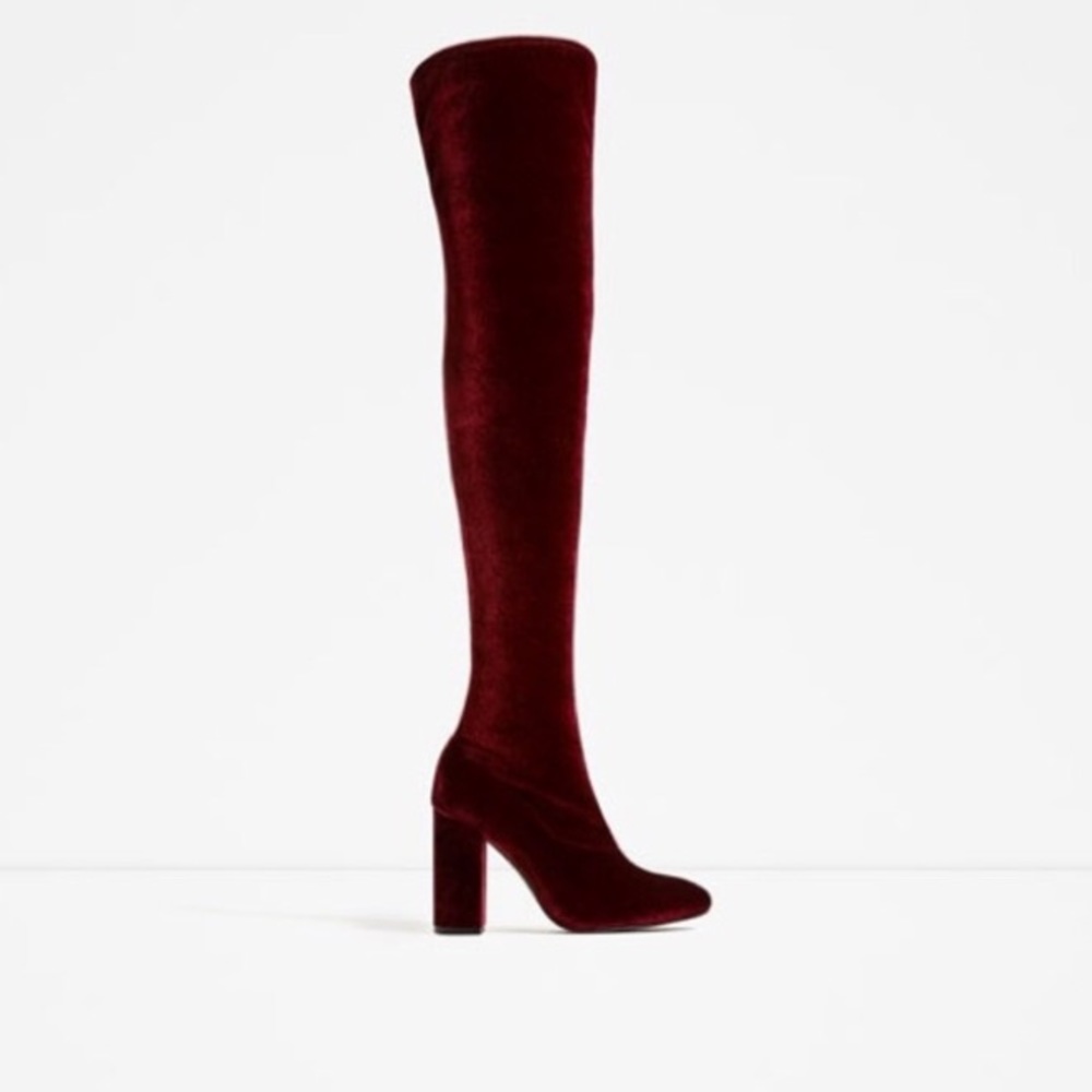 ๐๐HP๐๐ ZARA VELVET OVER THE KNEE BOOTS - Picture 4 of 4