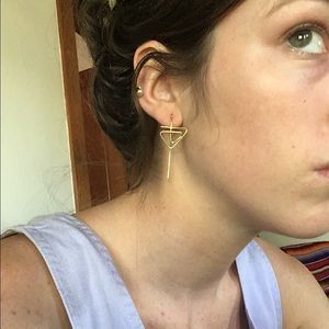 Gold triangle earring