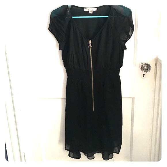 Black zip up sheer dress
