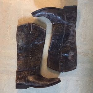 FRYE- Melissa Distressed Leather Tall Boots