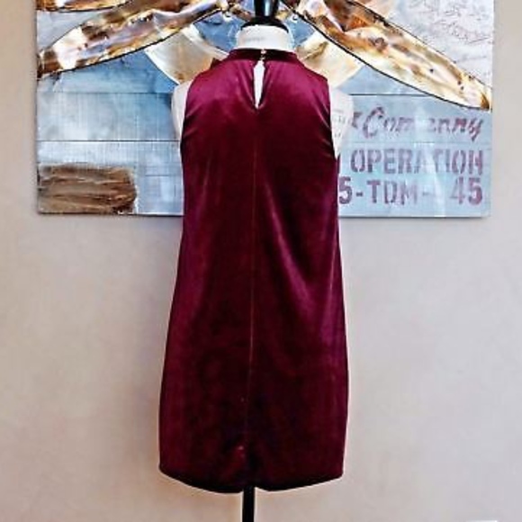Festive velvet mini dress burgundy wine sleeveless - Picture 5 of 5